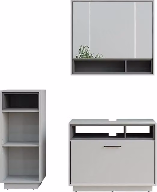 Set di mobili da bagno Beatrice Grigio/Antracite 3 pezzi Vicco