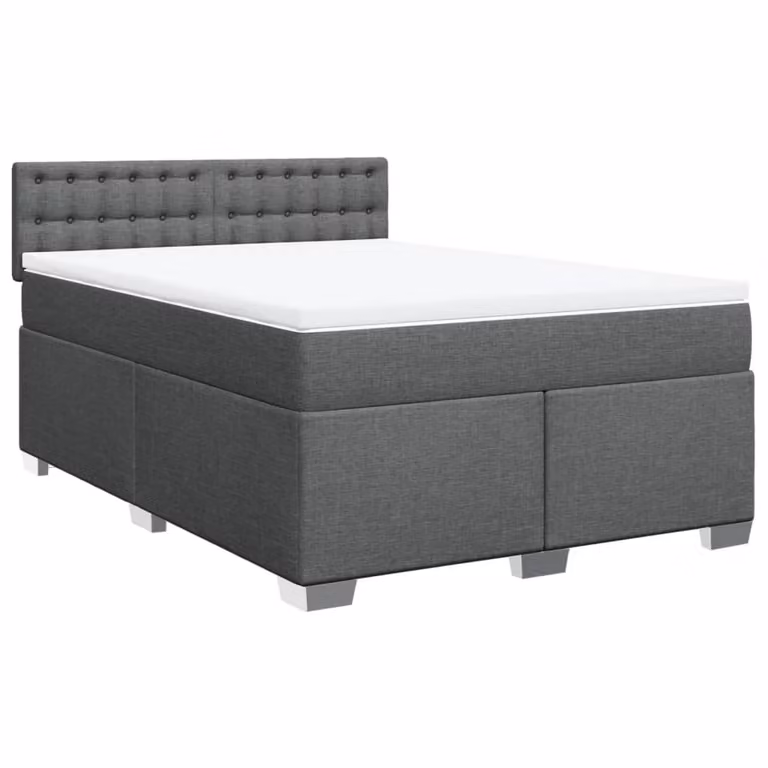 Giroletto a Molle con Materasso Grigio Scuro 160x200 cm Tessuto