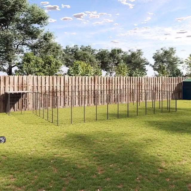 Gabbia per cani vidaXL in metallo resistente alle intemperie, colore nero opaco