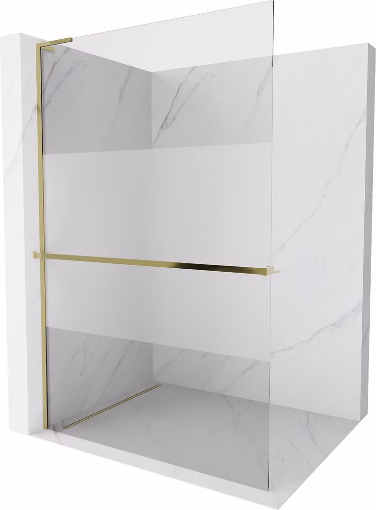 Mexen Kioto+ L pannello doccia con mensola Walk-in 70 x 200 cm, trasparente/brina, oro - 800-070-123-50-35