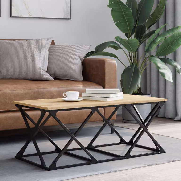 vidaXL Tavolino da Salotto in Legno e Metallo Rovere Sonoma, L 100 x P 49 x H 40 cm