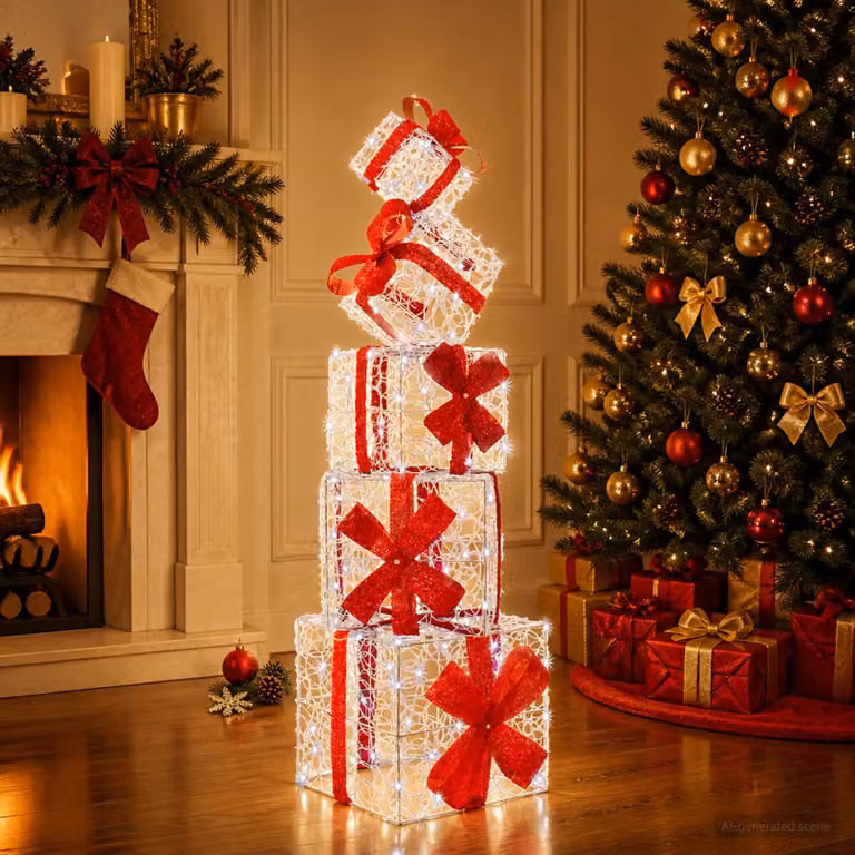 vidaXL Scatola regalo decorativa natalizia 5 pz 125 LED Bianco freddo