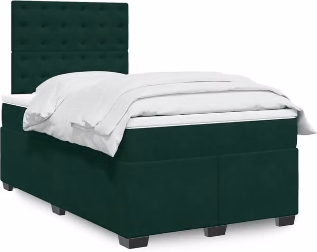 Giroletto a Molle con Materasso Verde Scuro 120x190 cm Velluto 3290873