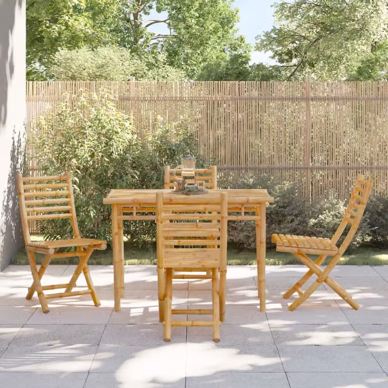 Set da pranzo da giardino vidaXL in bambù marrone, 5 pezzi