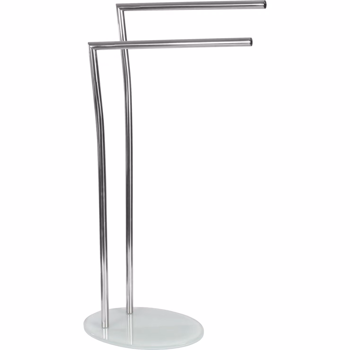 Piantana portasciugamani a 2 posti Vestiamo Casa in acciaio inox e vetro, H 80 cm x L 47 cm x P 23 cm