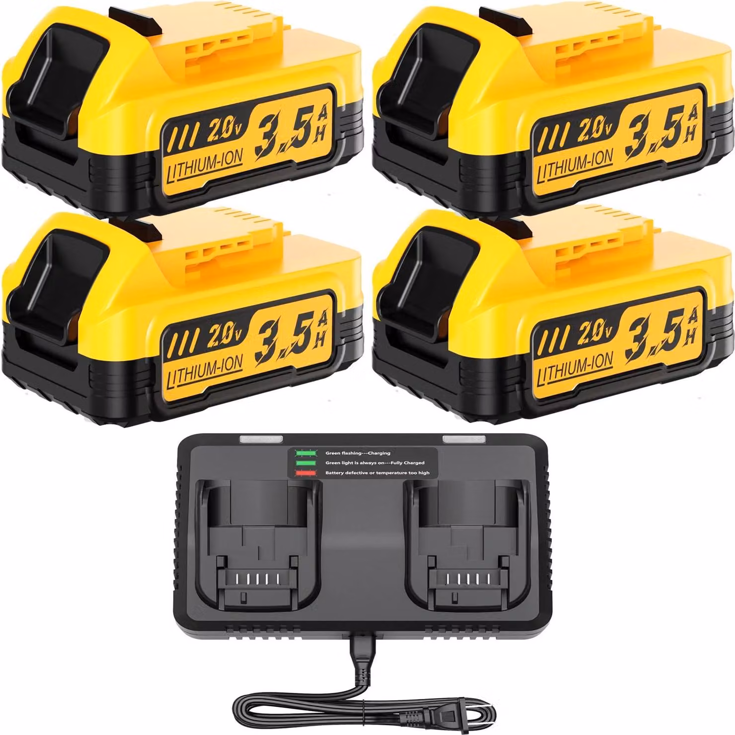 Batteria agli ioni di litio da 20 V compatibile con DeWalt, sostitutiva di DCBP034/DCBP518, 3500 mAh, argento, per utensili elettrici a batteria