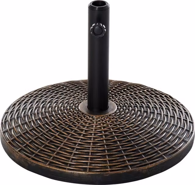 Base per ombrellone rotonda Outsunny in plastica effetto rattan color bronzo e marrone da 25 kg per pali da 35 mm, 38 mm e 48 mm