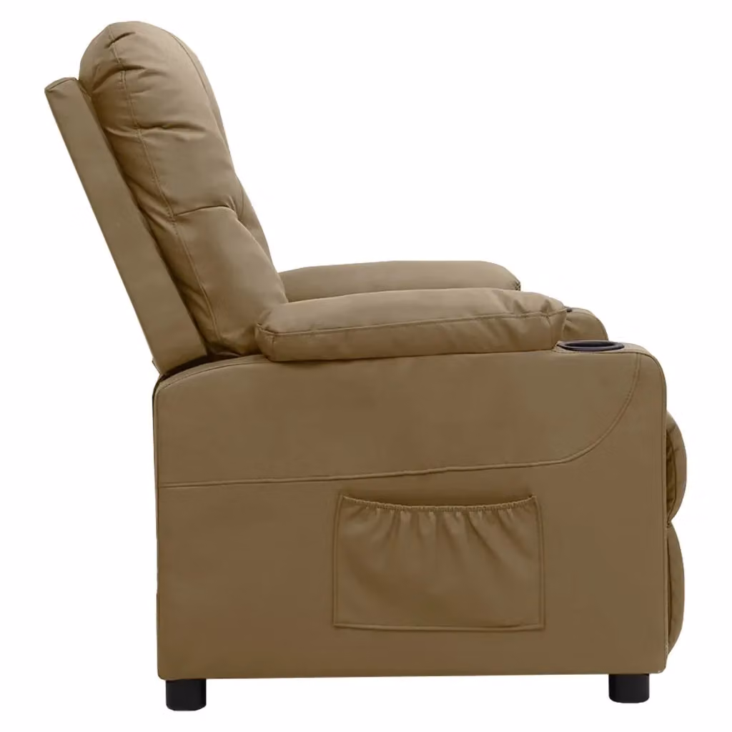 Poltrona Reclinabile Relax vidaXL in Similpelle Beige e Marrone con Braccioli – 2