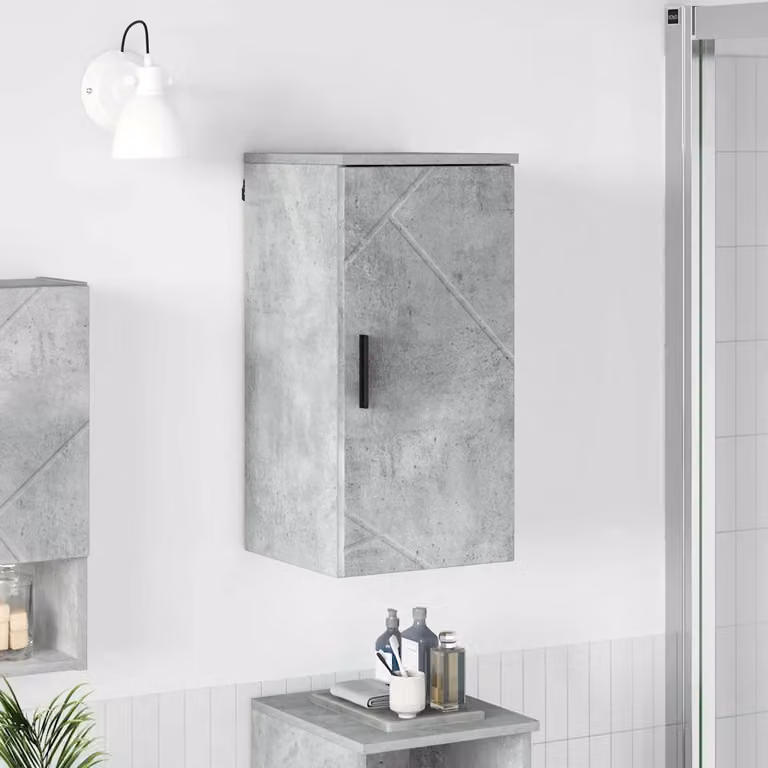 Mobile da bagno moderno vidaXL in MDF e metallo, Grigio e Nero, L 30 cm x P 31,5 cm x H 61 cm