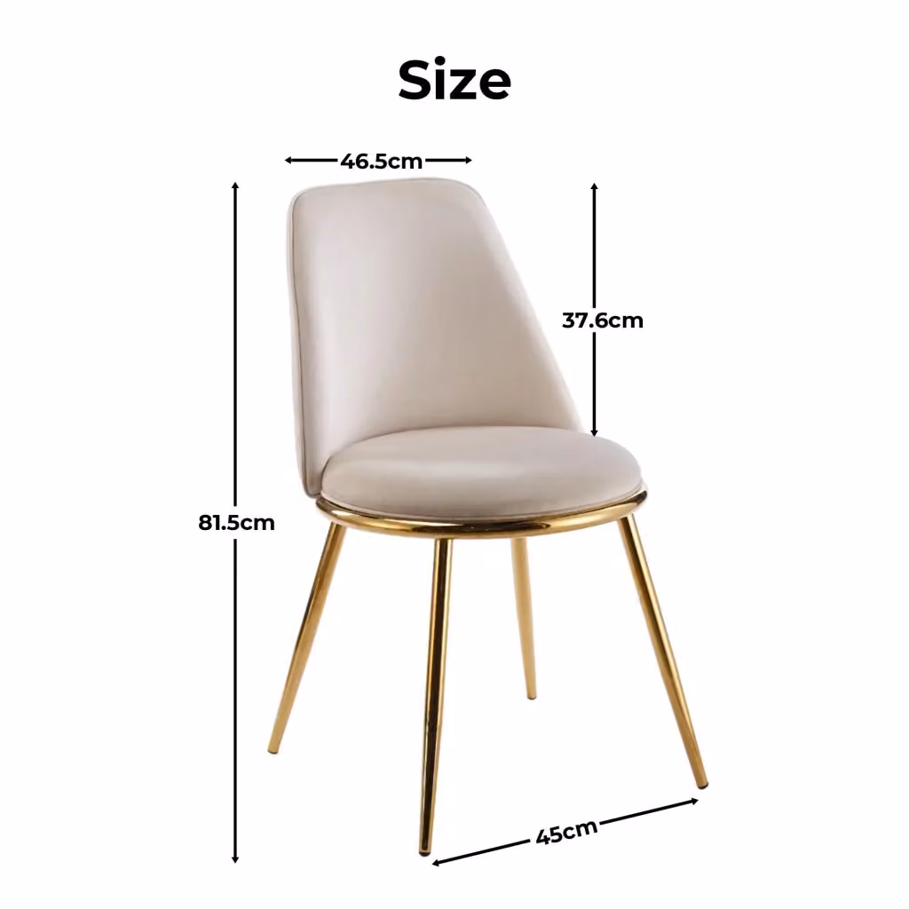 Sedia da pranzo moderna OKWISH in velluto beige con gambe in metallo per la tua sala da pranzo – 2