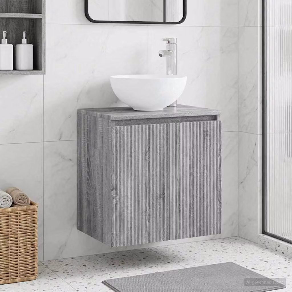 Lavabo da parete moderno vidaXL in stile Sonoma grigio L: 49,5 cm, P: 35 cm, H: 63 cm
