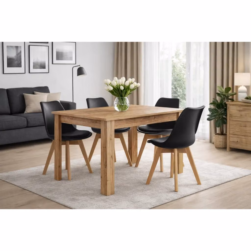 Tavolo da pranzo rettangolare KENDRA HOME in finitura rovere e marrone, L: 120 cm, P: 80 cm – 2