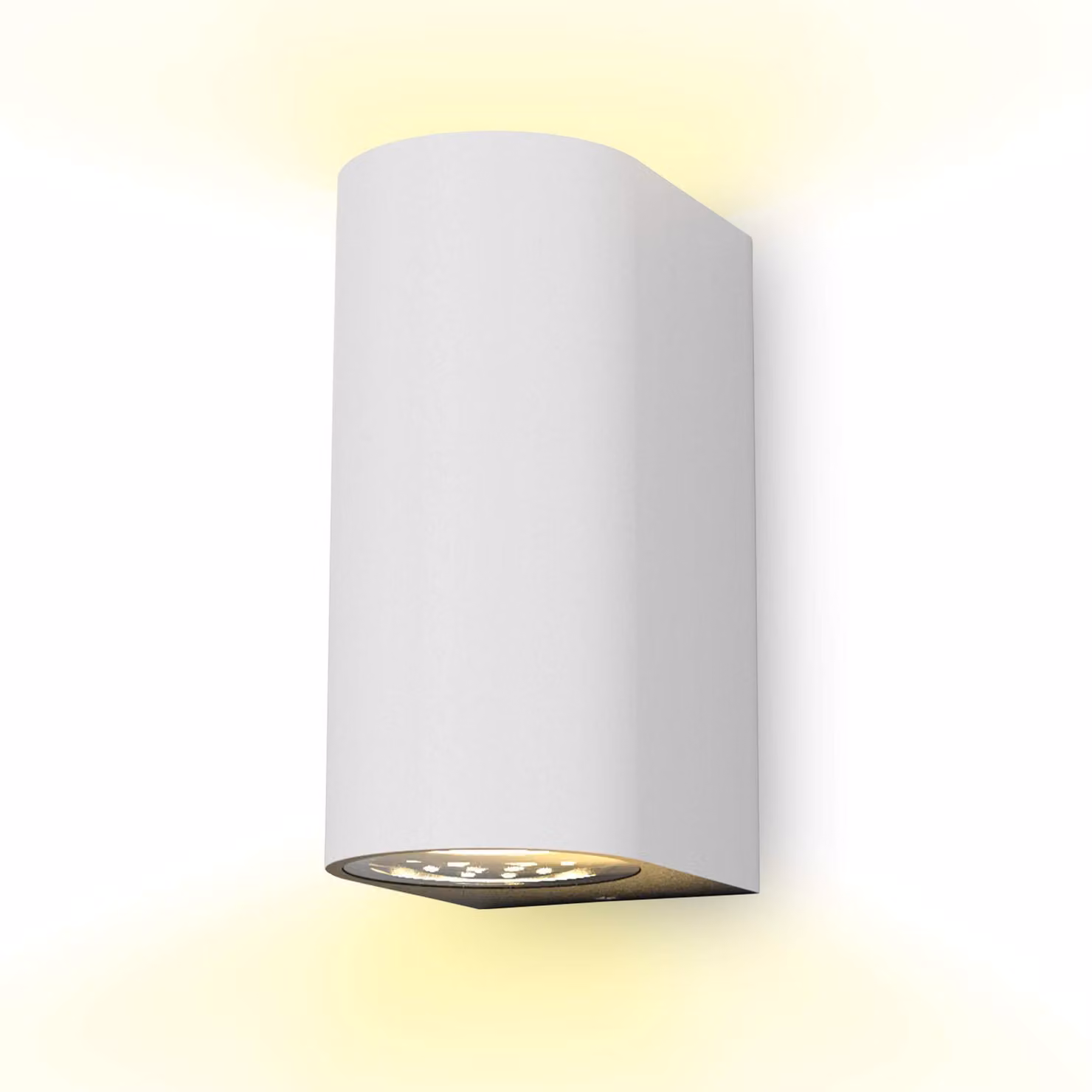 Lampada da parete, grado di protezione IP44, attacco GU10, temperatura di colore 3000K, flusso luminoso 800lm, 2x5W LED, corpo in metallo bianco, dimensioni 151x67x92mm