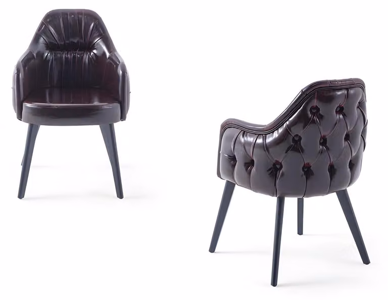 Designer Essgruppe 6x Stühle Essgruppe Sitzmöbel Lehnstuhl Leder Sitzgelegenheit
