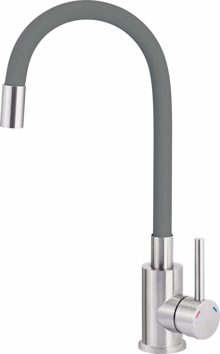 Kitchen faucet with bent spout
