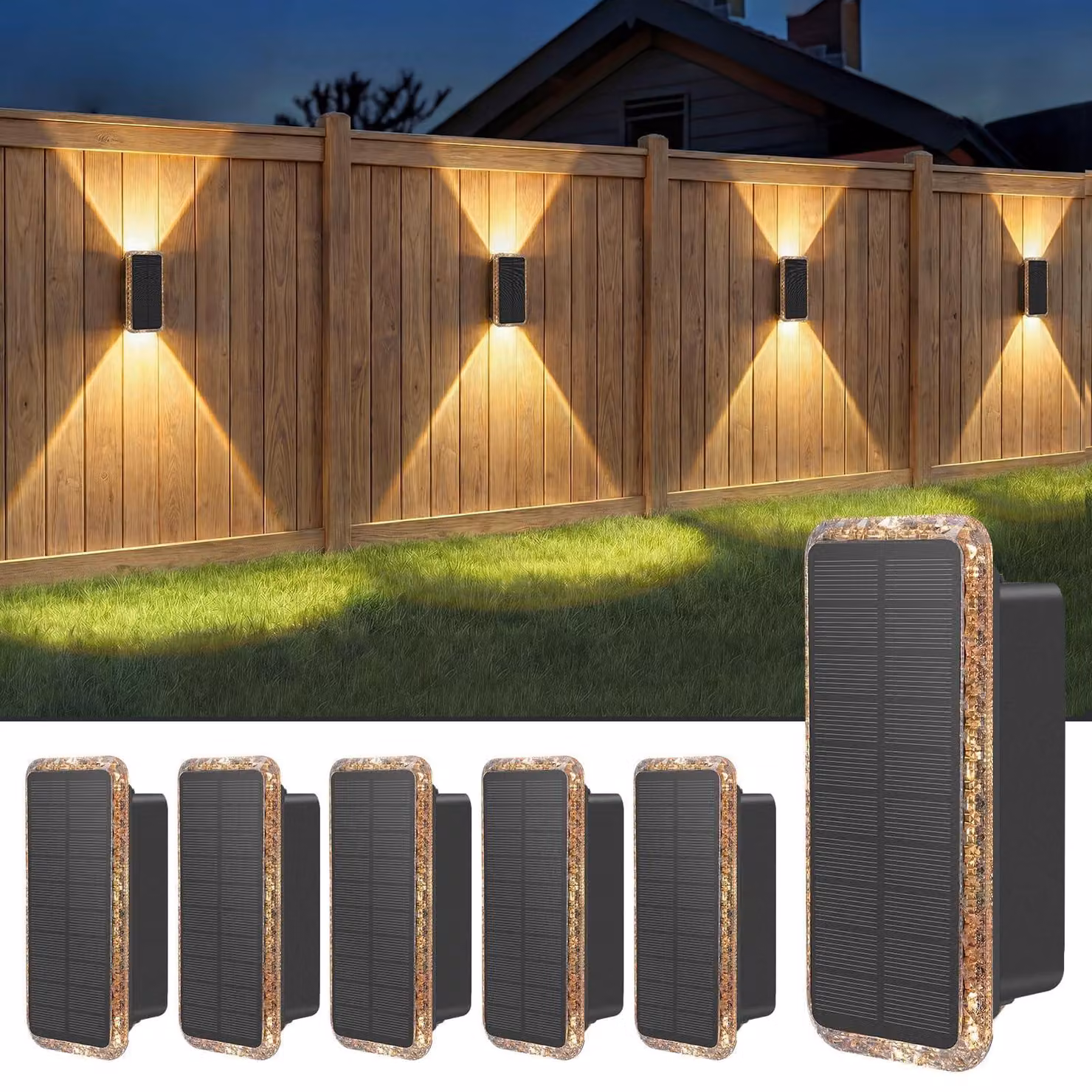 Set di 6 lampioni solari, grado di protezione IP65, 5 temperature di colore, colore nero