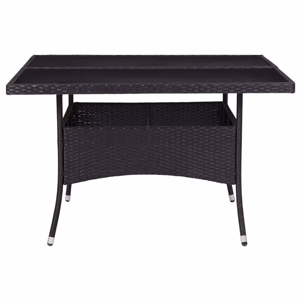 Tavolo da esterno quadrato in polyrattan e vetro nero per giardino e terrazzo L: 120 cm, P: 120 cm, H: 75 cm – 2