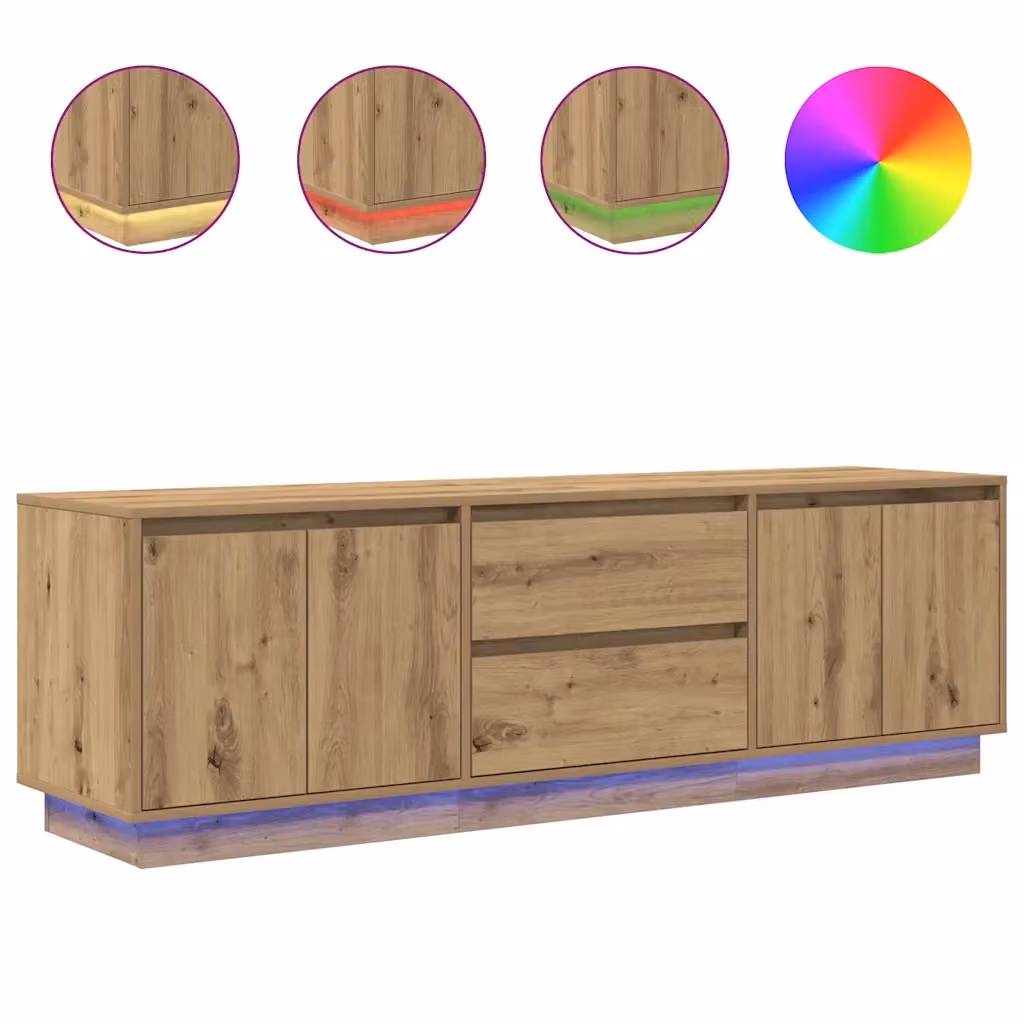 Mobile Porta TV Moderno vidaXL in Rovere con Luci LED Integrate L: 160,5 cm, P: 41 cm, H: 50 cm – 2