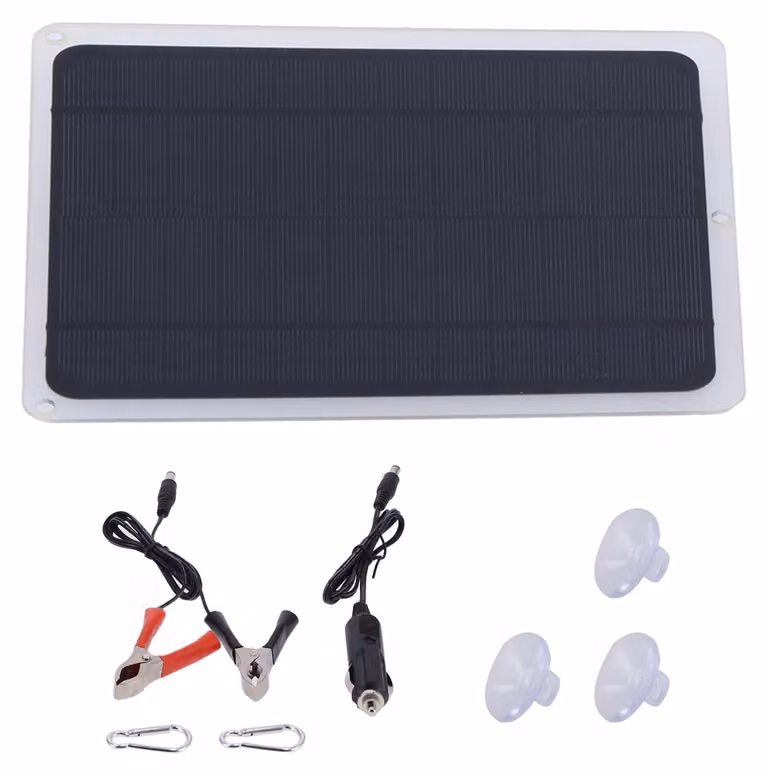 Pannello solare mon cristallino da 6W, 12V, con diodo, dimensioni 21,5x18,5 cm