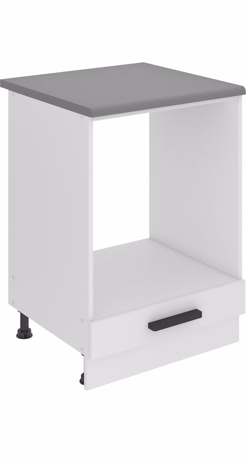 Base da cucina Belini, base da cucina larga 60 cm. Base per cucina SDP con piano di lavoro. Mobile da cucina senza anta, con cassetti, bianco opaco