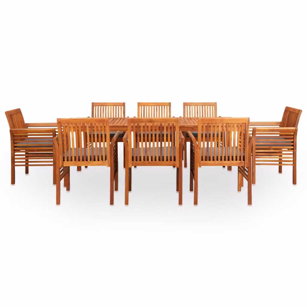 set da pranzo da giardino 9 pezzi con cuscini in legno massiccio di acacia