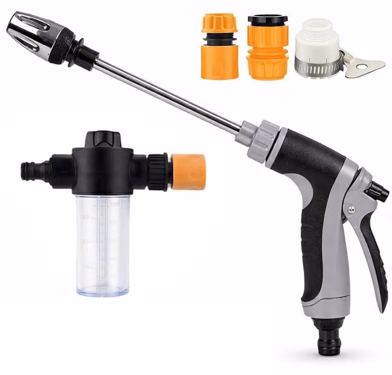Pistola per irrigazione da giardino con set doccia ad alta pressione – Ideale per giardino e auto