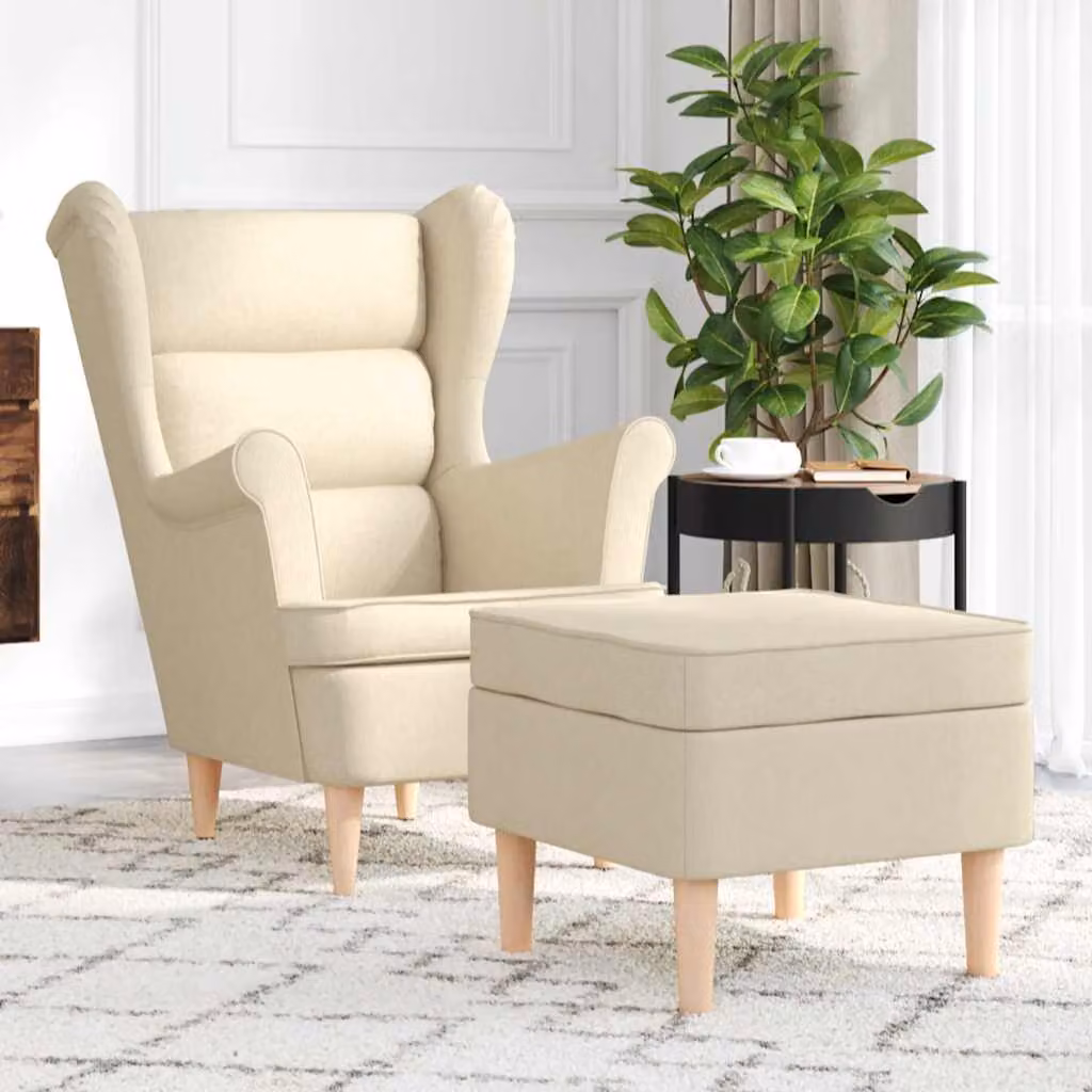 vidaXL Poltrona con Poggiapiedi Beige in Tessuto