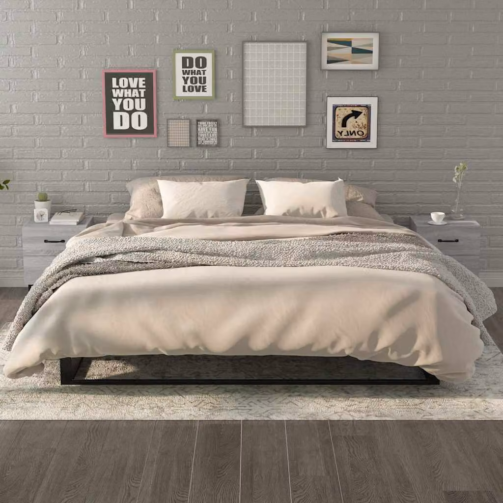 Set di 2 comodini vidaXL in stile industriale, colore grigio, L 40 cm x P 35 cm x H 47,5 cm