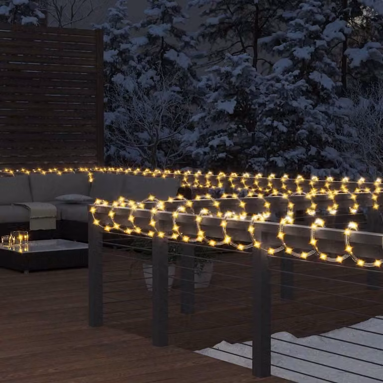 Stringa di Luci vidaXL con 1200 LED Bianco Caldo, Lunghezza: 50 m, in PVC con protezione IP44