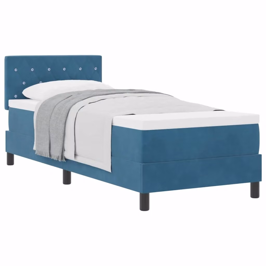 Letto a molle con materasso in velluto blu scuro vidaXL L/P/H: 200 x 80 x 83 cm – 2