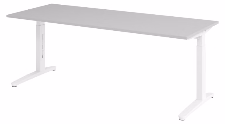 Scrivania della serie bümö XB - Finitura: Grigio, Struttura: Bianco, Dimensioni: 200 x 80 cm