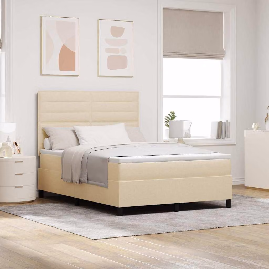Maison Exclusive - Letto boxspring con materasso Crema 140 x 200 cm Tessuto