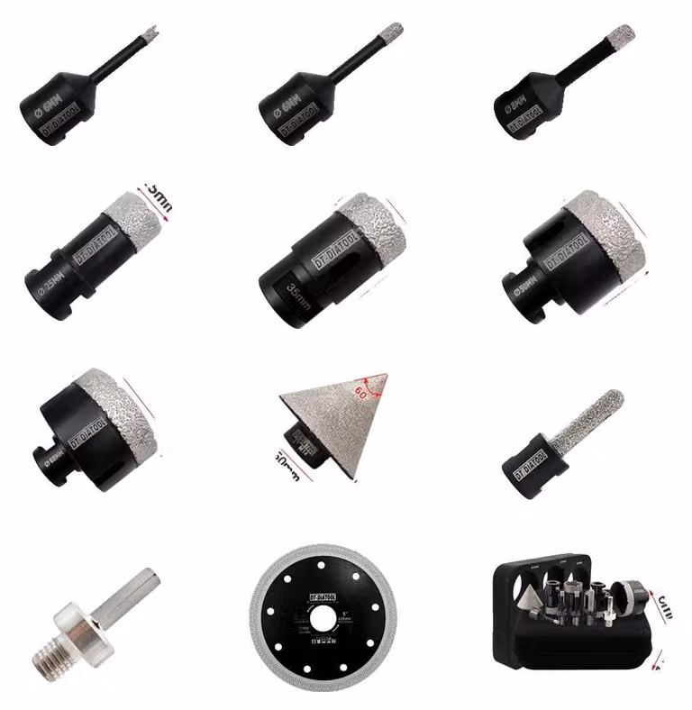 Set di punte da carotaggio, comprensivo di punta diamantata, compatibile con M14, kit da 11 pezzi con 1 disco, filettatura M14