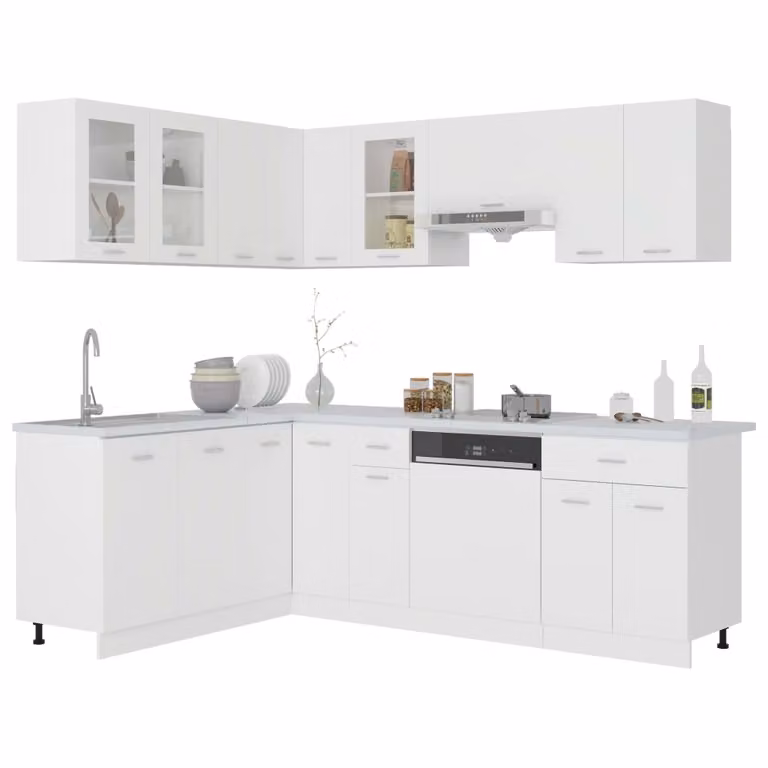 Set Armadi da Cucina 11 pz Lyon Bianco in Truciolato