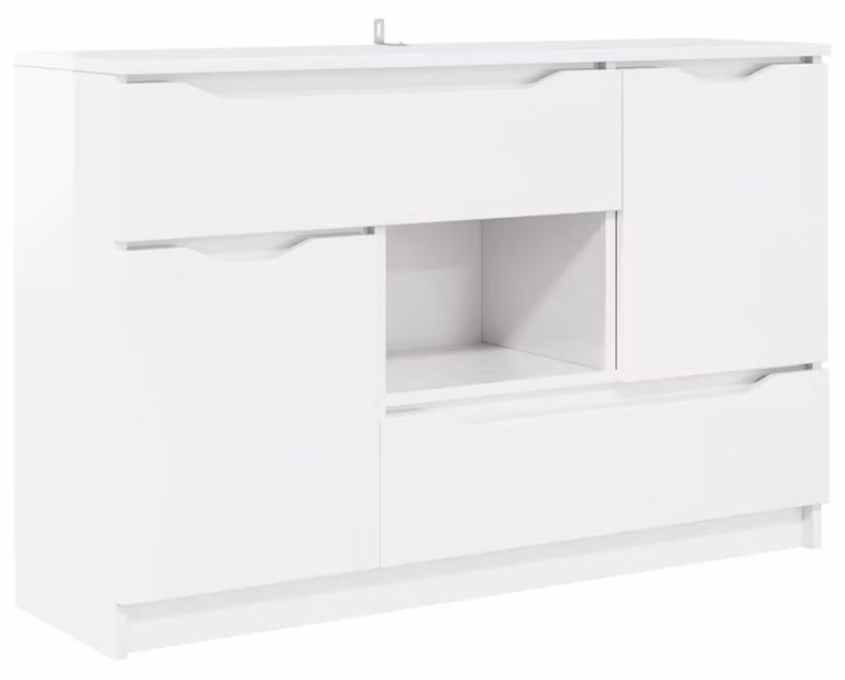 Credenza Bianco Lucido 100 x 30 x 65,6 Legno multistrato
