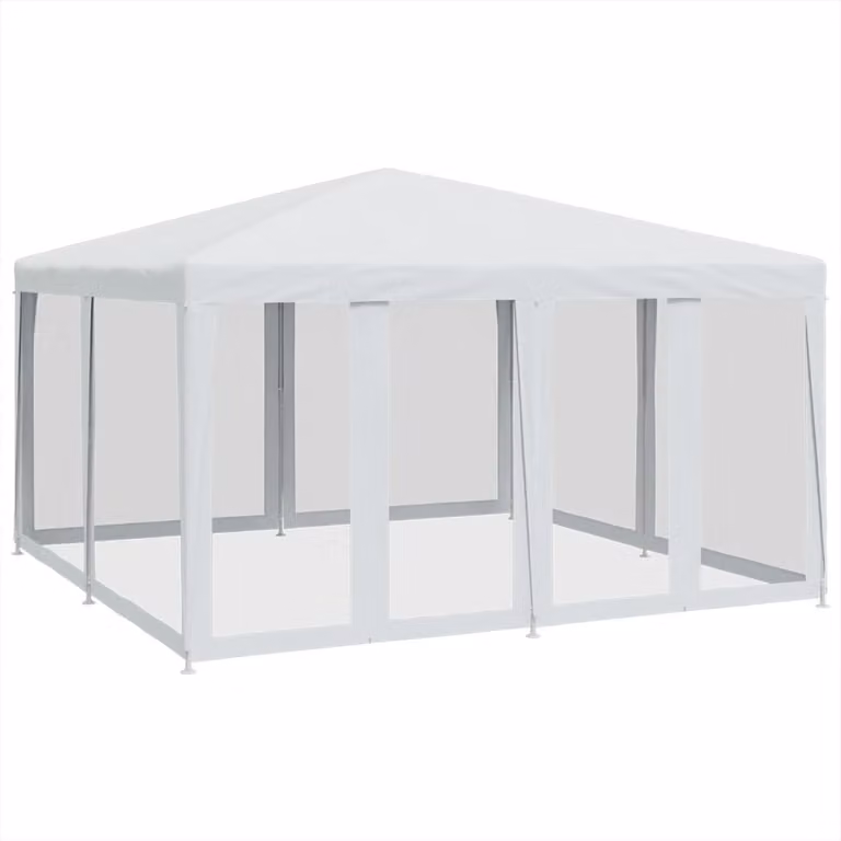 Tenda per Feste con 8 Pareti Laterali in Rete Bianco 4x4 m HDPE