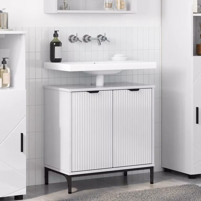 Armadio per lavabo da bagno vidaXL bianco lucido L: 60,5 cm, P: 33,5 cm, H: 61 cm