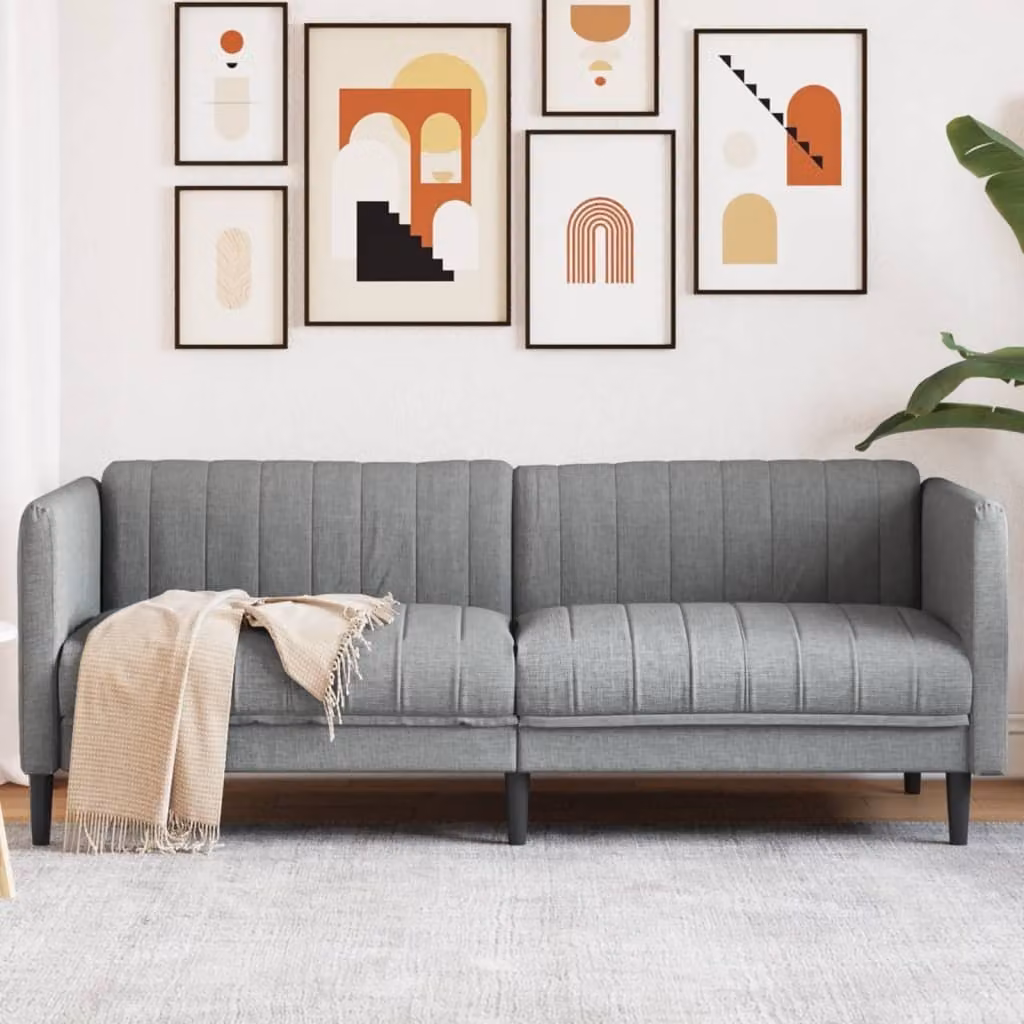 Maison Exclusive - Divano a 3 posti, colore grigio chiaro, rivestito in tessuto
