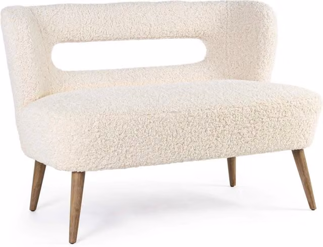 Divano 2 Posti 115x68x78 cm in Legno e Poliestere Effetto Lana Cortina