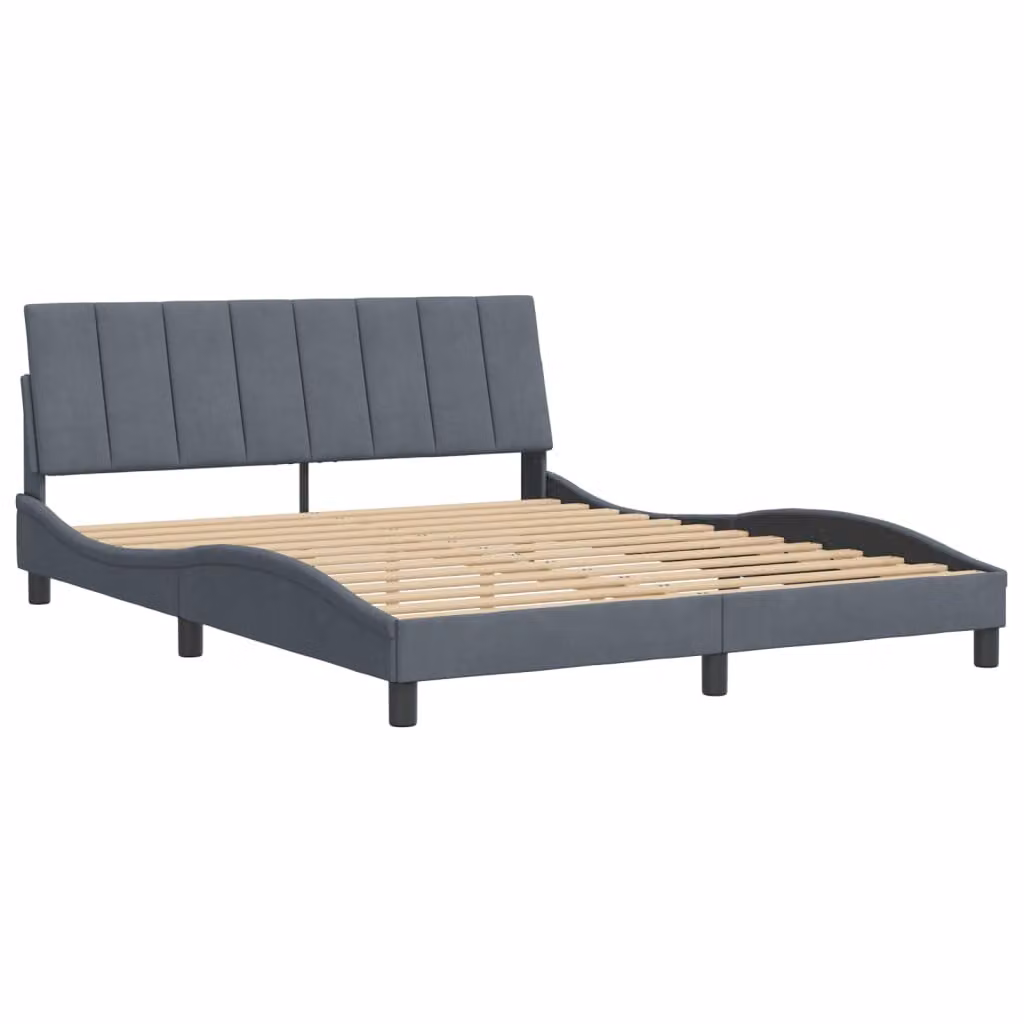 Giroletto senza Materasso Hanko Grigio Scuro 160x200 cm Velluto
