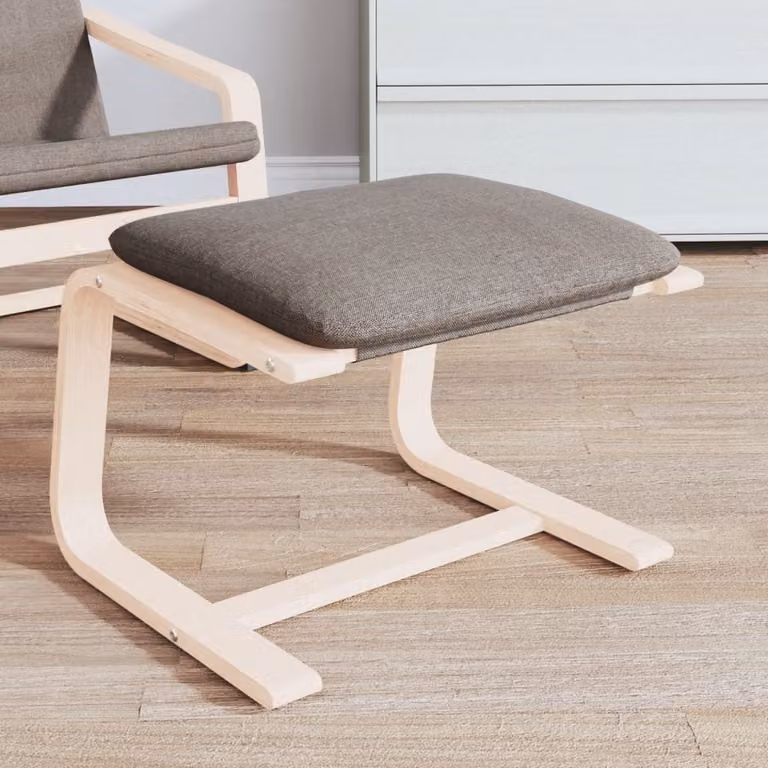Poggiapiedi vidaXL in tessuto tortora con struttura in legno e rivestimento rimovibile L: 51 cm, P: 41 cm, H: 40 cm