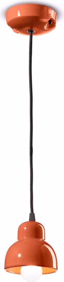 Lampada a sospensione in Vetroceramica E14 P: 11 cm H: max. 132 cm Lampada in Vetroceramica arancione rotonda dal design retrò