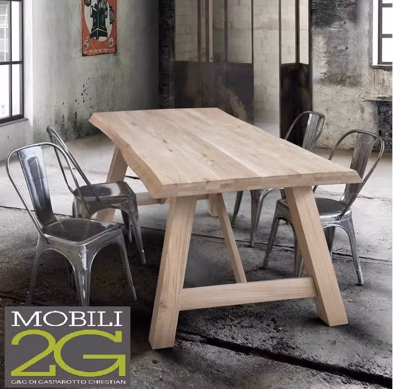 Tavolo da pranzo rettangolare in legno massello con nodo aperto Mobili 2G L: 180 cm, P: 90 cm, H: 70 cm