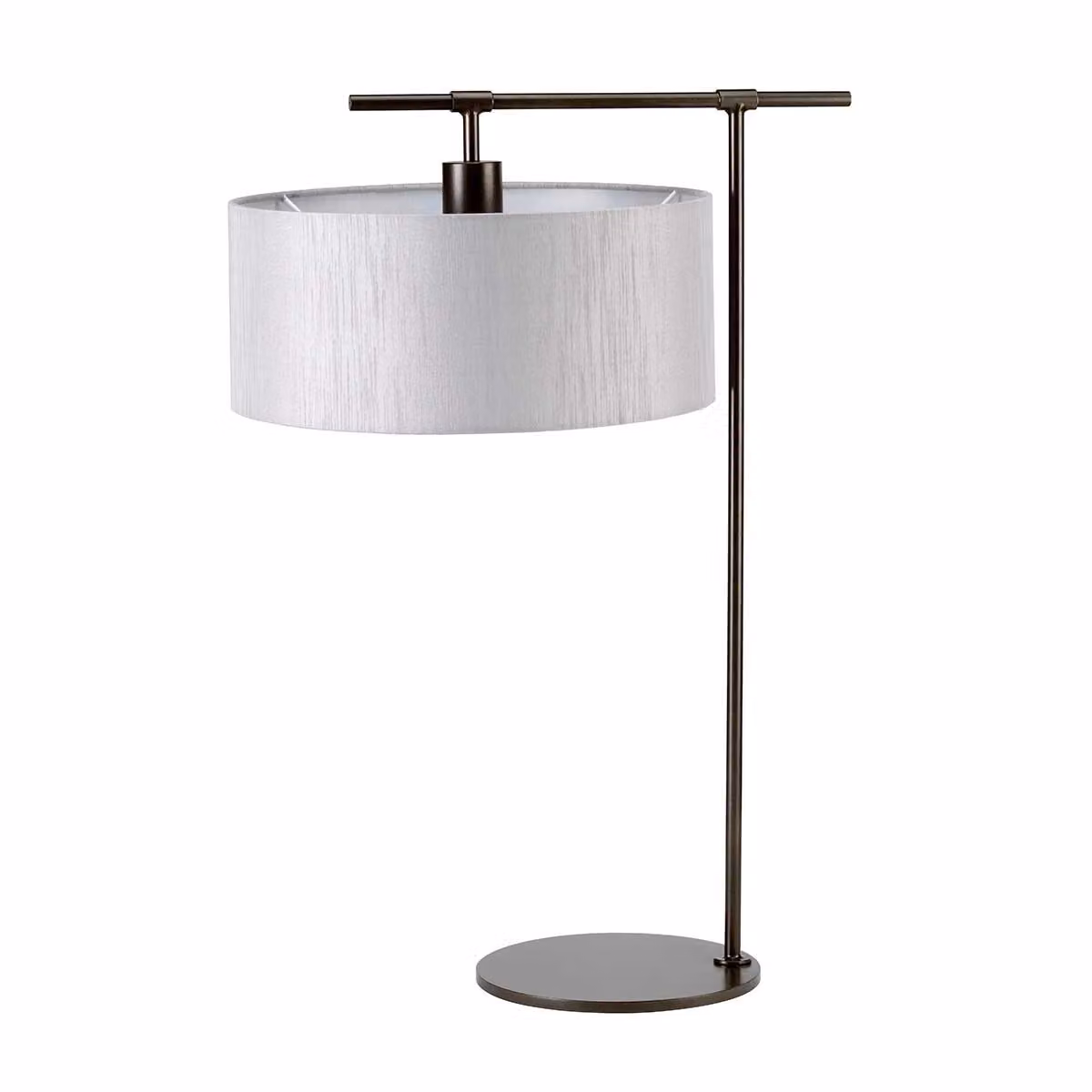 Lampada da tavolo retrò Balance, marrone e argento, 1xE27x60W, rivestimento in tessuto, dimensioni: 65x34x46,9 cm, IP20, Elstead