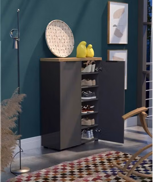 Scarpiera 2 ante IDEA antracite-rovere made in Italy