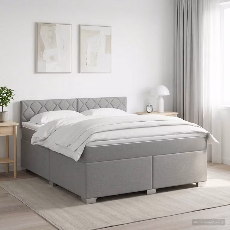 Letto box spring con materasso ibrido vidaXL Grigio Chiaro e Bianco L/P: 180 x 200 cm