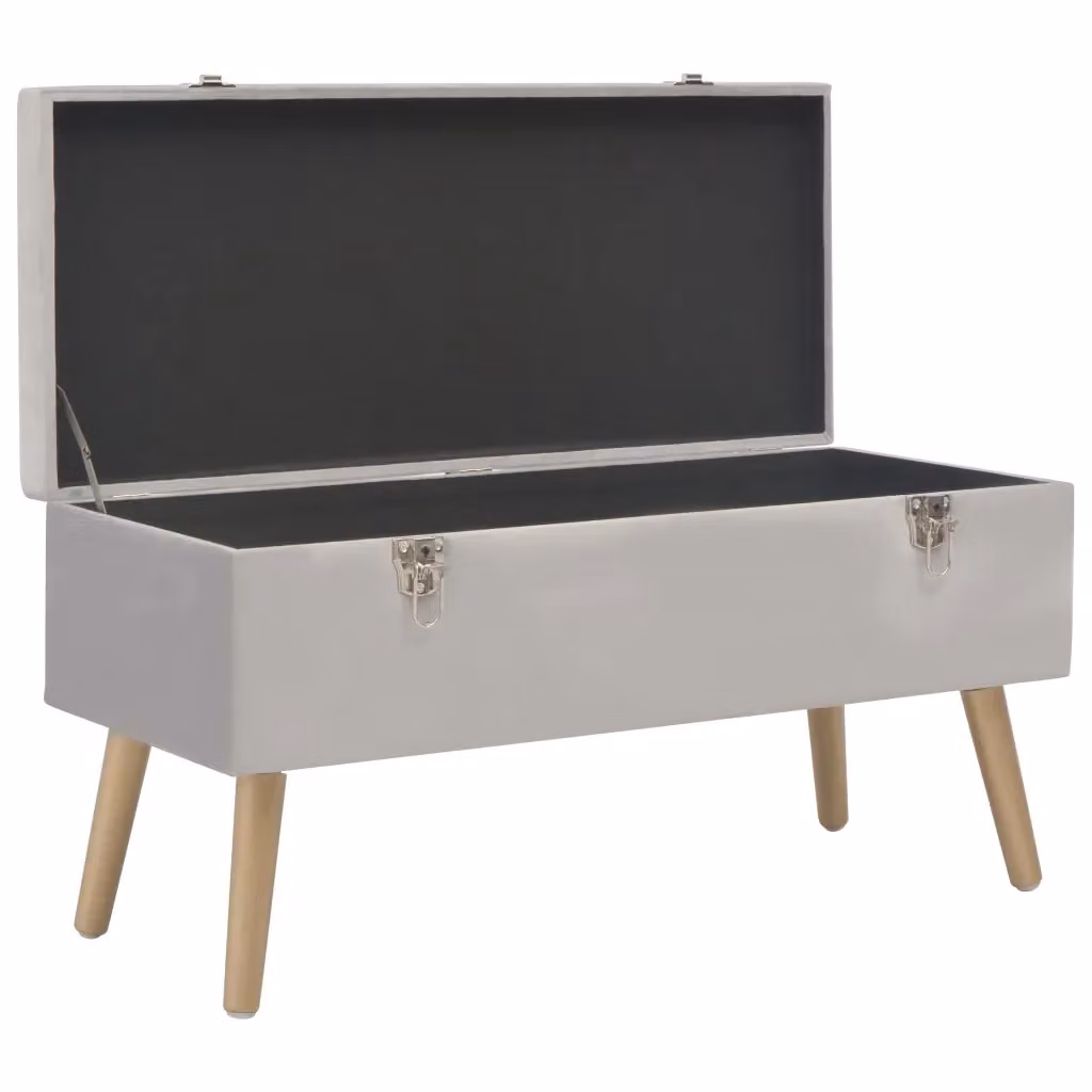 Panca con contenitore Design Mania in velluto grigio e oro con struttura in legno di pino, Larghezza: 80 cm – 2