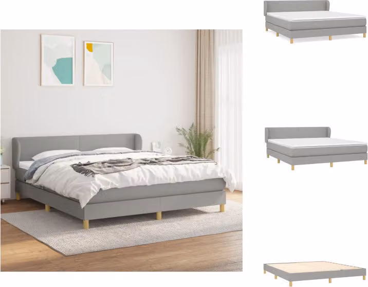 vidaXL Letto a molle con materasso grigio chiaro 180x200 cm in tessuto - Letti & strutture letto