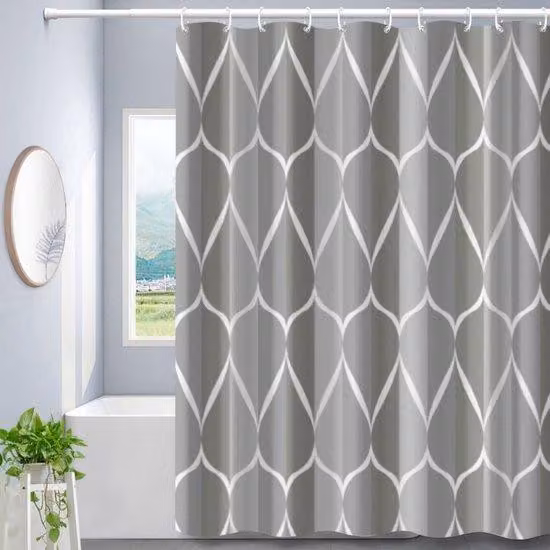 Tenda da bagno in poliestere compatto - 180x200 cm - Lavabile - Impermeabile - Grigia