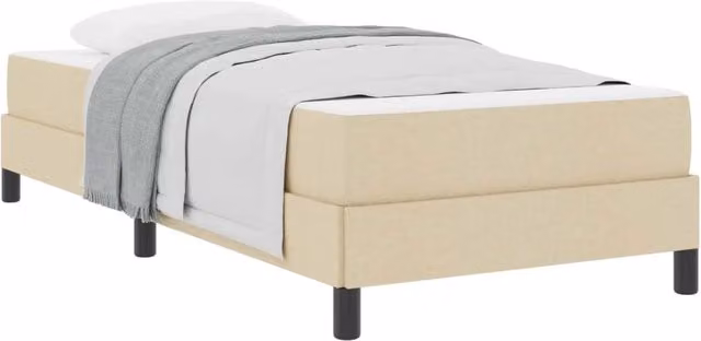 Letto singolo | Letto per adulti | Letto a molle con materasso Crema 90 x 190 cm Tessuto
